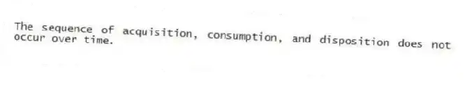 The sequence of acquisition, consumption, and disposition does not occur over time.