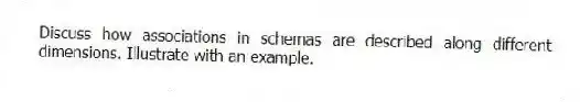 Discuss how associations in schemas are described along different dimensions. Illustrate with an example.