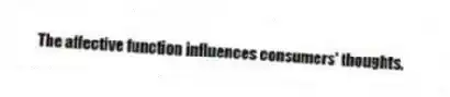 The affective function influences consumers' thoughts.