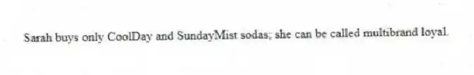 Sarah buys only CoolDay and SundayMist sodas; she can be called multibrand loyal.