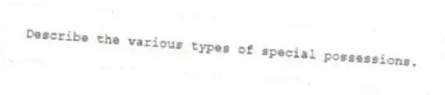 Describe the various types of special possessions.
