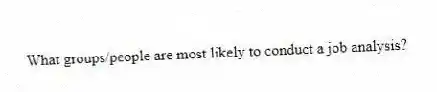 What groups/people are most likely to conduct a job analysis?