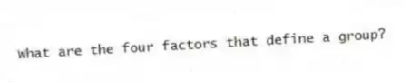 What are the four factors that define a group?