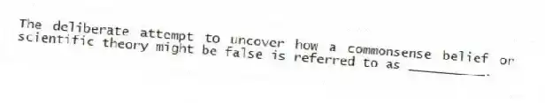 The deliberate attempt to uncover how a commonsense belief or scientific theory might be false is referred to as __________.