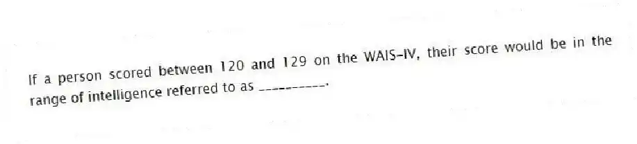 If a person scored between 120 and 129 on the WAIS-IV, their score would be in the range of intelligence referred to as __________.