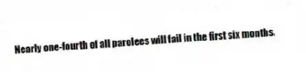 Nearly one-fourth of all parolees will fail in the first six months.