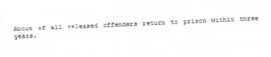 About of all released offenders return to prison within three years.
