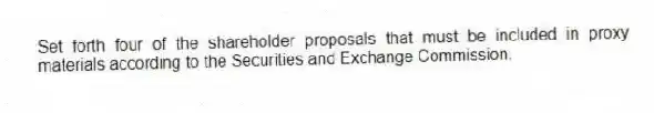 Set forth four of the shareholder proposals that must be included in proxy materials according to the Securities and Exchange Commission.
