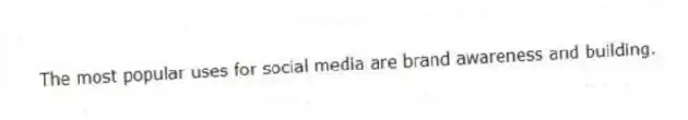 The most popular uses for social media are brand awareness and building.