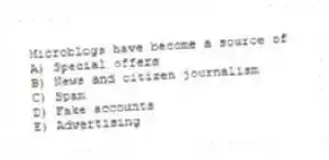 Microblogs have become a source of
A) Special offers
B) News and citizen journalism
C) Spam
D) Fake accounts
E) Advertising