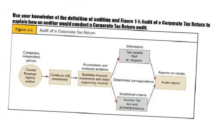 Use your knowledge of the definition of auditing and Figure 1-1: Audit of a Corporate Tax Return to explain how an auditor would conduct a Corporate Tax Return audit.
-