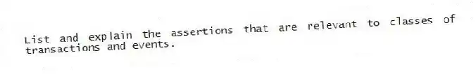 List and explain the assertions that are relevant to classes of transactions and events.