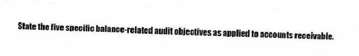 State the five specific balance-related audit objectives as applied to accounts receivable.
