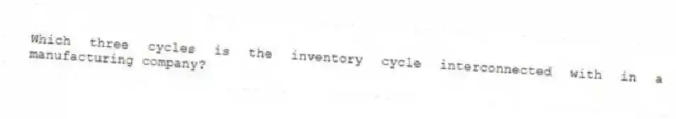Which three cycles is the inventory cycle interconnected with in a manufacturing company?