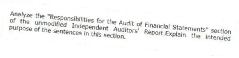 Analyze the "Responsibilities for the Audit of Financial Statements" section of the unmodified Independent Auditors' Report.Explain the intended purpose of the sentences in this section.