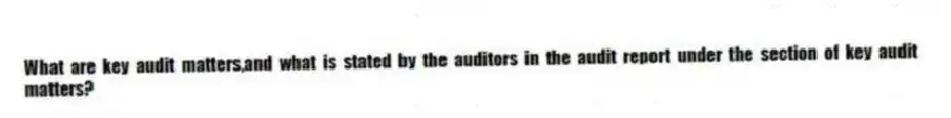 What are key audit matters,and what is stated by the auditors in the audit report under the section of key audit matters?