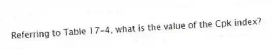 Referring to Table 17-4, what is the value of the Cpk index?
