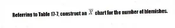 Referring to Table 17-7, construct an chart for the number of blemishes.