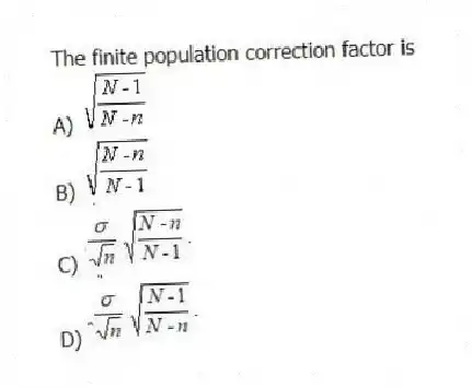 The finite population correction factor is