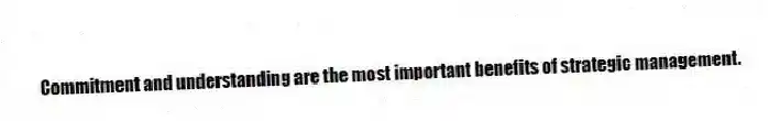 Commitment and understanding are the most important benefits of strategic management.