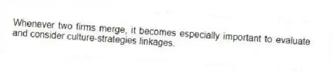 Whenever two firms merge, it becomes especially important to evaluate and consider culture-strategies linkages.