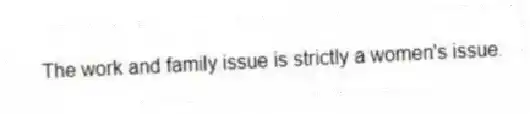 The work and family issue is strictly a women's issue.