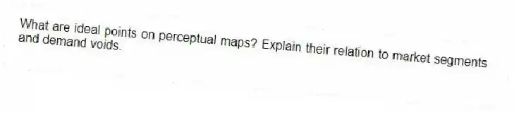 What are ideal points on perceptual maps? Explain their relation to market segments and demand voids.