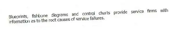 Blueprints, fishbone diagrams and control charts provide service firms with information as to the root causes of service failures.