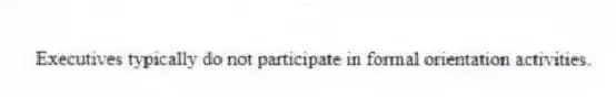 Executives typically do not participate in formal orientation activities.