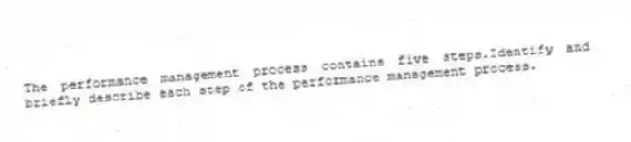 The performance management process contains five steps.Identify and briefly describe each step of the performance management process.