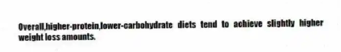 Overall,higher-protein,lower-carbohydrate diets tend to achieve slightly higher weight loss amounts.