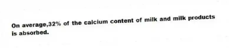 On average,32% of the calcium content of milk and milk products is absorbed.