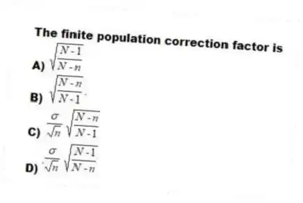 The finite population correction factor is