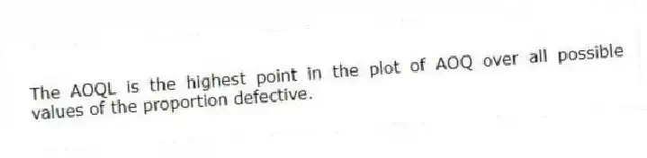 The AOQL is the highest point in the plot of AOQ over all possible values of the proportion defective.