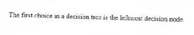 The first choice in a decision tree is the leftmost decision node.