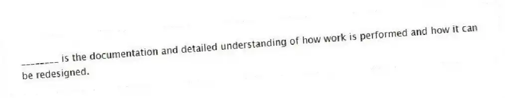 ________ is the documentation and detailed understanding of how work is performed and how it can be redesigned.