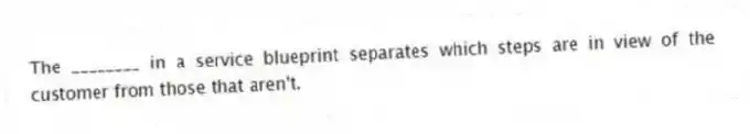 The ________ in a service blueprint separates which steps are in view of the customer from those that aren't.