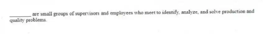 ________ are small groups of supervisors and employees who meet to identify, analyze, and solve production and quality problems.