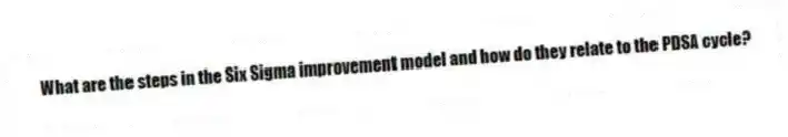 What are the steps in the Six Sigma improvement model and how do they relate to the PDSA cycle?