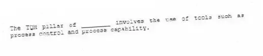 The TQM pillar of ________ involves the use of tools such as process control and process capability.