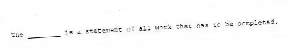 The ________ is a statement of all work that has to be completed.