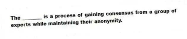 The ________ is a process of gaining consensus from a group of experts while maintaining their anonymity.