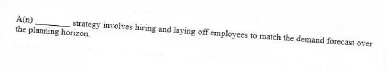 A(n) ________ strategy involves hiring and laying off employees to match the demand forecast over the planning horizon.