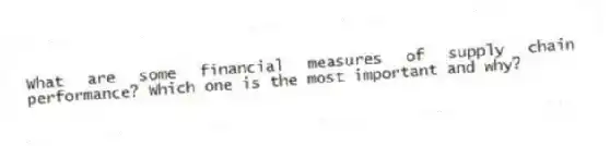 What are some financial measures of supply chain performance? Which one is the most important and why?