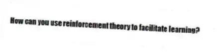 How can you use reinforcement theory to facilitate learning?