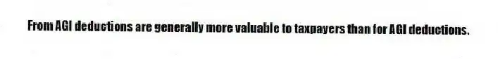 From AGI deductions are generally more valuable to taxpayers than for AGI deductions.