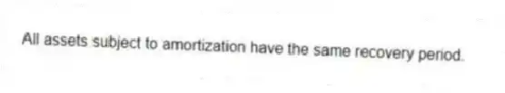 All assets subject to amortization have the same recovery period.