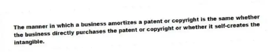 The manner in which a business amortizes a patent or copyright is the same whether the business directly purchases the patent or copyright or whether it self-creates the intangible.