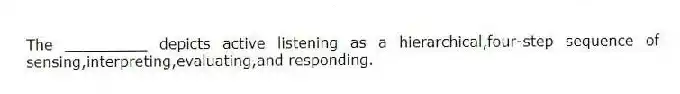 The _________ depicts active listening as a hierarchical,four-step sequence of sensing,interpreting,evaluating,and responding.