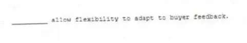 _________ allow flexibility to adapt to buyer feedback.